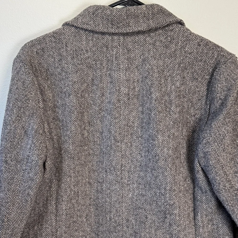 Lands' End One button Wool Charcoal Herringbone Blazer - Picture 6 of 11